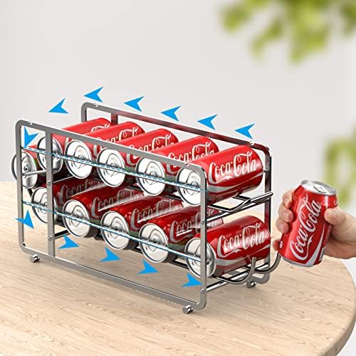 Canyave Soda Can Organizer Storage Rack, 2 Pack Stackable Beverage Soda Can Dispenser Organizer Holder for Refrigerator, Cabinet, Pantry (Silver) - Image 4