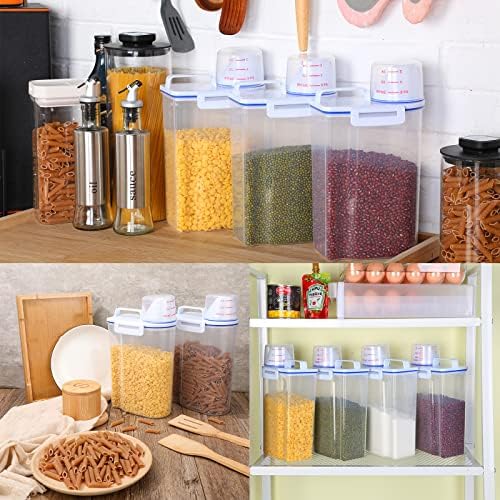 4 Pcs Food Storage Containers with Measuring Cup Lids, 2.5 L, Blue - Image 6