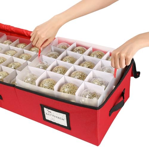 Sattiyrch Christmas Ornament Storage Box,Box Contributes Slots for 64 Holiday Ornaments 3-Inch Underbed Storage - Image 2
