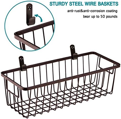 SheeChung Metal Wire Basket with Handle, Wall Hanging Basket, Small 4 Pack - Image 3