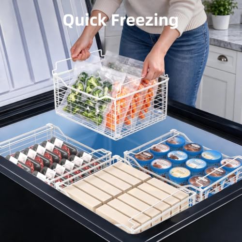 Freezer Organizer Bins,6 Pack Large Deep Freezer Organizer Bins for 5/7/10 Cu.FT Deep Freezer,Easy Access,Stackable & Sturdy,White - Image 6