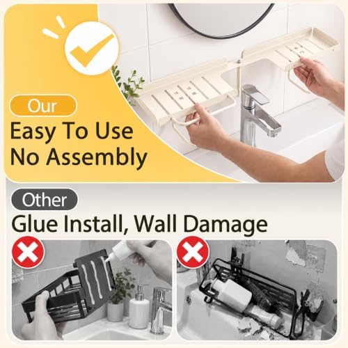 Rotatable Over Faucet Sink Shelf Organizer with Towel Bar - Image 5