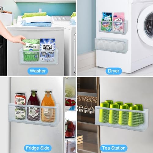 Picowe 2 Pack Magnetic Laundry Organizer, Magnet Basket for Laundry Room,16.5lb Capacity Magnetic Shelf for Washer /Dryer, Fridge & Small Spaces ( L+XL, White) - Image 7