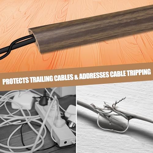 Floor Cord Cover Self Adhesive Cord Hider,3.3FT Cable Management, Extension Strip Protector for Wires, Prevent Cable Trips for Offices, Gyms, Exhibitions Cavity:0.3"(W) x 0.28"(H) Wood Walnut - Image 6