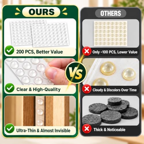 Cabinet Door Bumpers 300PCS Self Adhesive Bumpers Pads 0.4inch Round - Image 5