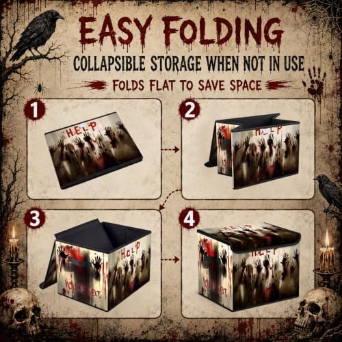 Briwooody Bloody Horror Halloween Storage Bin with Lid and Carrying Handle - Image 6