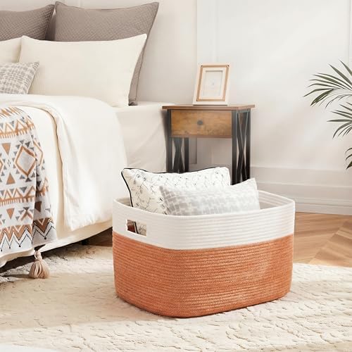 Artfeel Blanket Basket,Rectangle Woven Baskets for Storage,65L Laundry Basket for Decorative Nursery Blanket,Toys,Dirty Clothes and Magazine in Shelves,Baby Room,and Living Room - Image 2