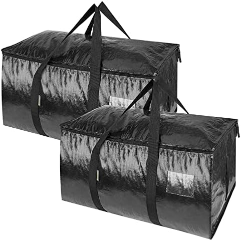 BALEINE 2-Pack Oversized Moving Bags with Reinforced Handles, Heavy-Duty Storage Tote for Clothes, Moving Supplies (Black, 2-Pack) by BALEINE