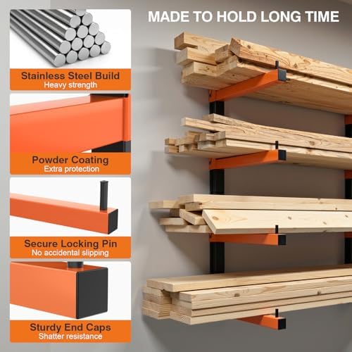 Housolution 4-Level Lumber Storage Rack - 4 Pack Holds Up 400LBS - Image 5