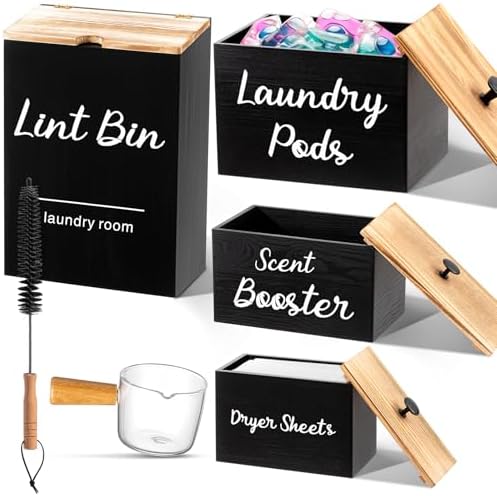 Dandat 4 Pcs Magnetic Laundry Room Organization Set, Black by Dandat