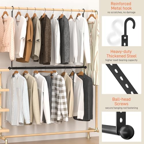 SUTINE Closet Rod for Hanging Clothes, Closet Extender Hanging Rod Black - Image 3