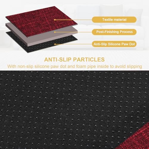 Sofa Armrest Organizer Non-Slip Remote Control Holders for Recliner Couch Chair Armchair Caddy with 5 Pockets for Table,Cell Phone,Ipad,Magazines,Books (Winered, 13 x 35 Inch) - Image 3