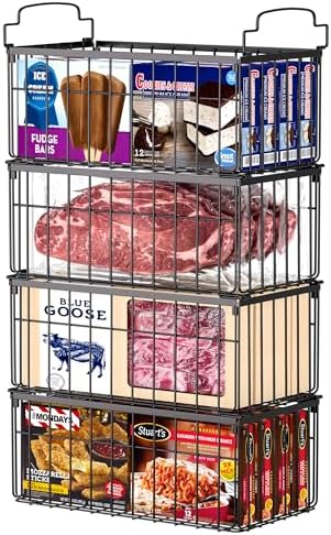 Freezer Organizer Bins, 4 Pack Big Baskets for 5/ 7 Cu.FT Deep Freezer by MSERCUOR