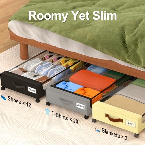 GoMaihe Under Bed Storage with Wheels 48L Grey 4-Pack - Image 5