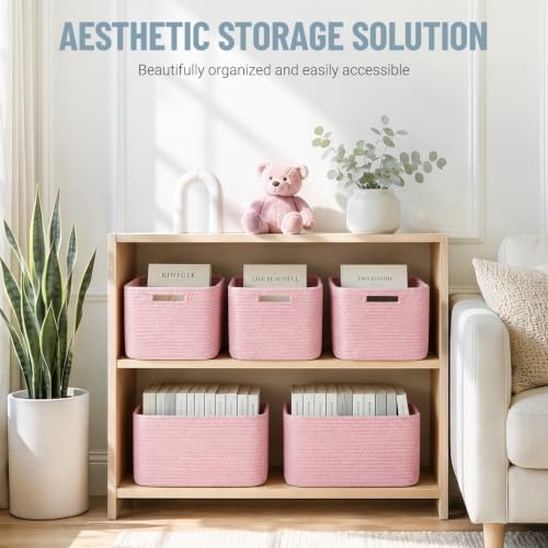 5 Pack Woven Storage Baskets, Decorative Storage Bins for Organizing - Image 2