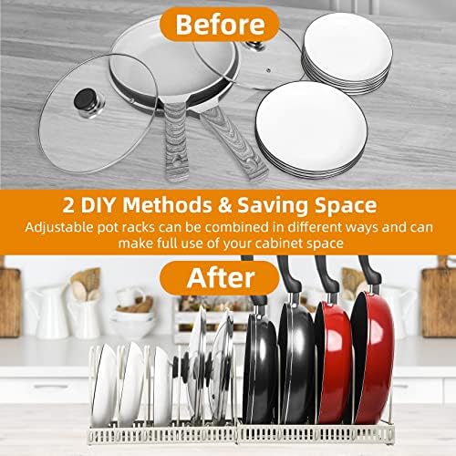 ROOHUA Pot and Pan Lid Organizer Rack for Under Cabinet, 12"-23" Expandable - Image 2