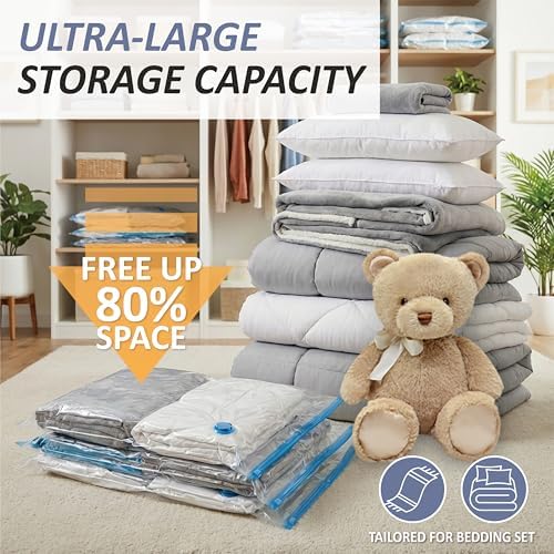 4 XXL Jumbo Vacuum Storage Bags for Bedding, Space Saver with Hand Pump - Image 2