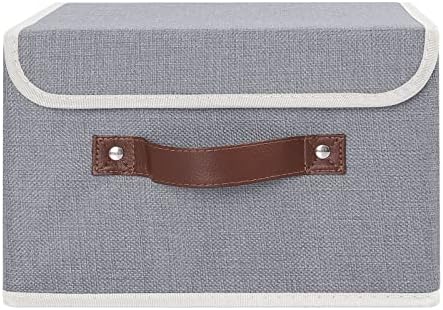 ANMINY Fabric Storage Box Bins with Lids, Gray, 10"x8"x7" - Image 2