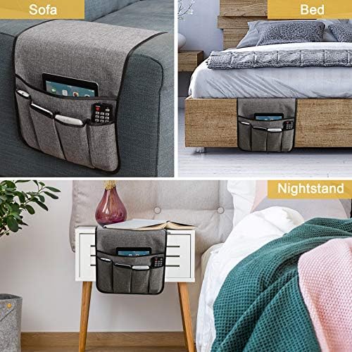 Sofa Armrest Organizer Non-Slip Remote Control Holders for Recliner Couch Chair Armchair Caddy with 5 Pockets for Table,Cell Phone,Ipad,Magazines,Books (Lightgrey, 13 x 35 Inch) - Image 6
