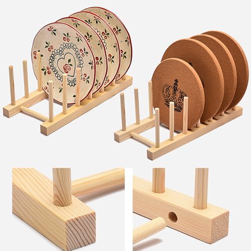 Kunovo Bamboo Dish Rack,Pot lid/Plate/Cutting Board Organizer for Kitchen cabinets,Bottle Drying Holder… - Image 3