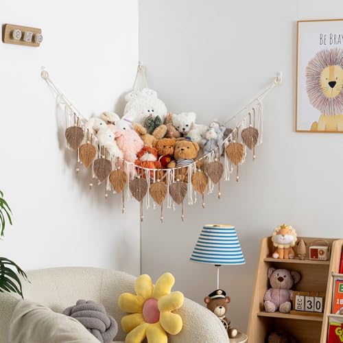 Pretty Jolly Stuffed Animal Hammock with Leaf Beads and Tassels - Image 6