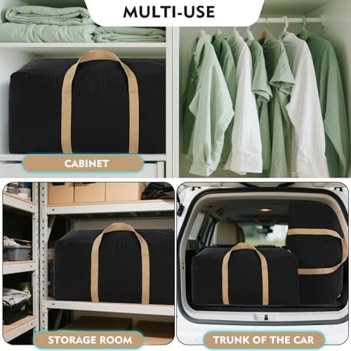 130L Canvas Storage Duffle Bag, Black, 31''x15''x15'', 1 Count - Image 3