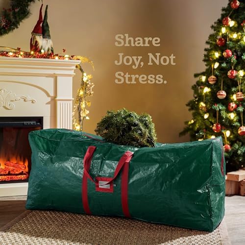 Zober Christmas Tree Storage Bag - Fits 7.5 Ft Artificial Trees - Plastic, Waterproof Christmas Tree Bag For Storage Box For Xmas - Strong, Durable Handles - Label Card Slot - Green - Image 2