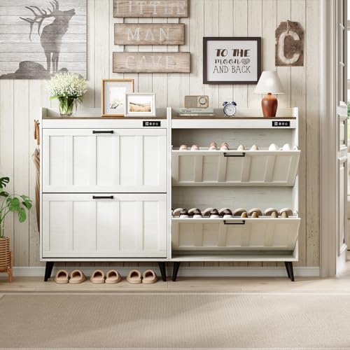 ChooChoo Shoe Storage Cabinet with 2 Flip Drawers for Entryway - Image 5