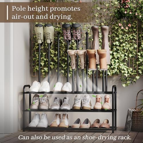 Kitsanery Shoe Rack, 100% Metal Boot Rack Organizer for Entryway, Closet & Garage, Free Standing Shoe Shelf for Storage Tall Boots, Sneakers, Cowboy Boots, Black (Large - 8 Pairs) - Image 6