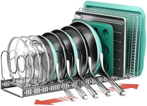 ORDORA Pots and Pans Organizer under Cabinet, 11.8-22.8" 14 Dividers Black by ORDORA