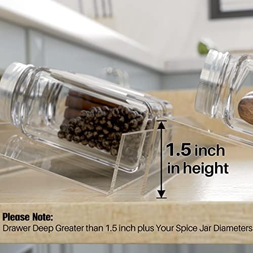 Antimbee Spice Drawer Organizer, 4 Tier- 8 Pack Kitchen Spice Rack Tray for Drawer, Expandable From 13" to 26" Acrylic Seasoning Organizer Rack Holds up 56 Spice Jars (Jars not Include) - Image 6