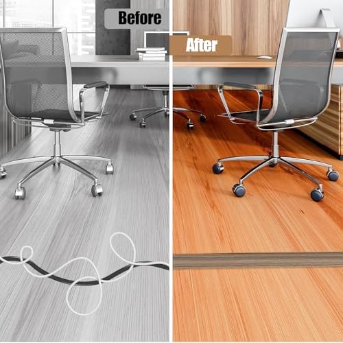 Floor Cord Cover Self Adhesive Cord Hider,10FT Cable Management, Extension Strip Protector for Wires, Prevent Cable Trips for Offices, Gyms, Exhibitions Cavity:0.3"(W) x0.28(H) Woodsmokedbrown - Image 5