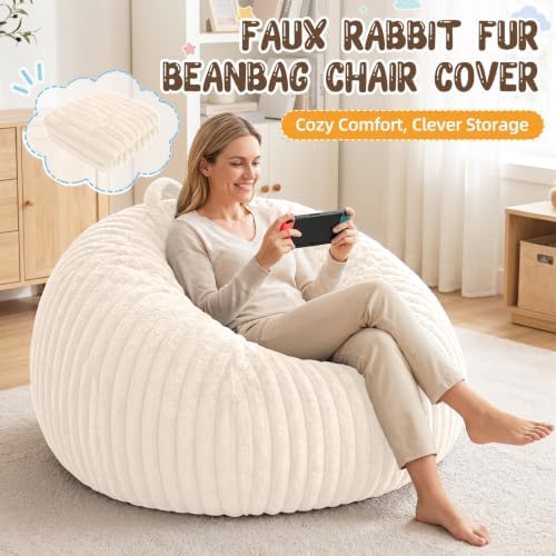 Bean Bag Cover No Filler Stuffed Animal Storage Bean Bag Chair Cover - Image 3