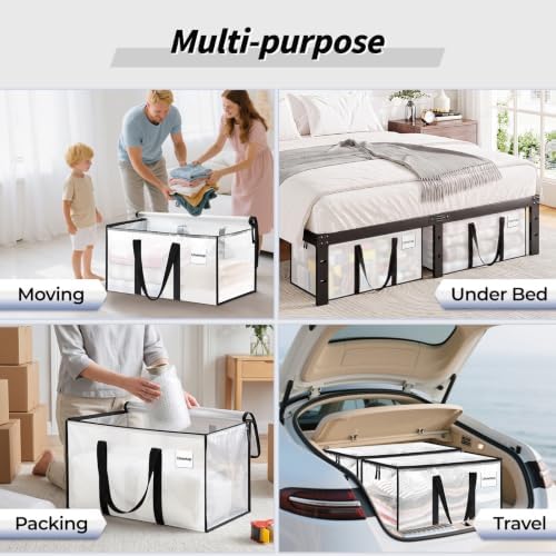 ukeetap 16 Pack Extra Large Clothes Storage Bins with Lids, Clear - Image 6