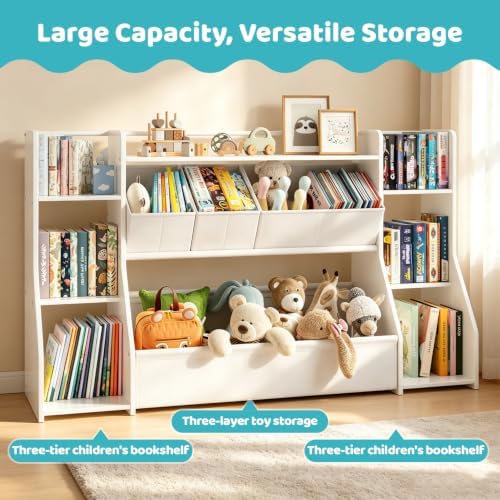 FOUCSSOMEI Kids Bookshelf and Toy Storage Organizer with Large Toy Box - Image 4