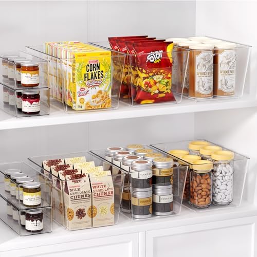 Set of 6 Pantry Organizers and Storage, Clear Plastic Bins(4L+2S) - Image 3