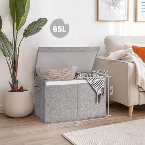 INDRESSME 85L Large Toy Storage Box with Lid & Dividers, Grey - Image 4