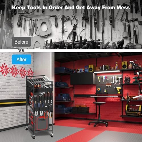 JUNNUJ Power Tool Organizer Cart with Charging Station, 10 FT Cord, Black - Image 7