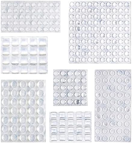 Amazon Basics Cabinet Door Bumpers, Clear Self Adhesive Pads for Surface Protection, Noise Reduction and Sound Dampening, Rubber Stoppers for Drawers and Cupboards, 300-Piece, 6.9 x 4.5 x 0.6 inch by AmazonBasics