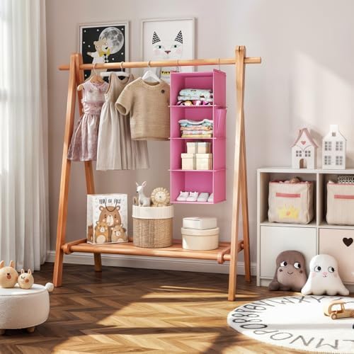 YOUDENOVA Hanging Closet Organizer and Storage, 4-Shelf, Light Pink - Image 2