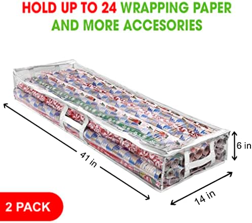 ProPik Wrapping Paper Storage Containers | Gift Wrap Organizer Under Bed 41”x14”x6” Fits 18-24 Rolls Fit Up to 40” Long Roll Wrap Storage Box Holder for Ribbon Bows and Accessories 2 Pack (White) - Image 5