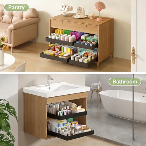2-Pack-Expandable-Pull-Out-Cabinet-Organizers, No Drill Slide Out Drawers - Image 2