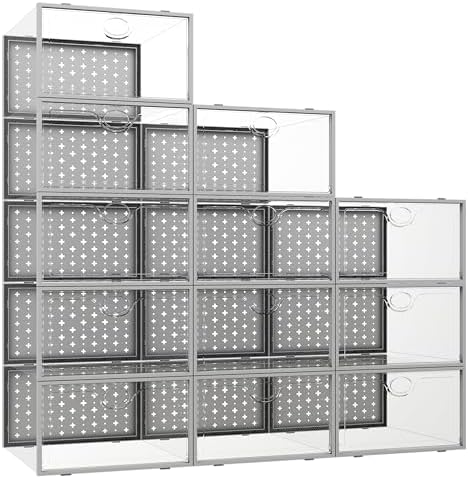 Pinkpum 12 Pack X-Large Shoe Storage Boxes, Shoe Organizer Clear Stackable by Pinkpum