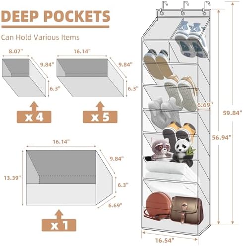 STORAGE MANIAC Over the Door Shoe Organizer Heavy-Duty Large Deep Pocket Hanging Shoe Organizer Shoe Rack Door Closet Shoe Organizer for Wall, Dorm & Narrow Door Storage Shoe Holder Black, 1 Pack - Image 3