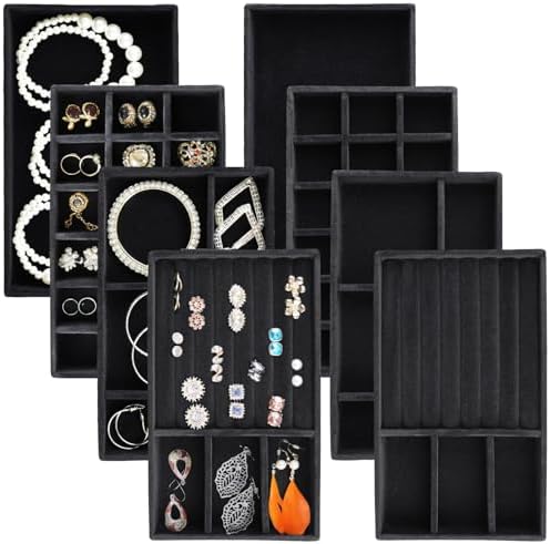 Jewelry Organizer Trays, Velvet Stackable Drawer Inserts 8 Pack by Unknown