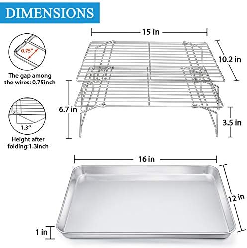 P&P CHEF 16 Inch Baking Sheet with Rack Set, Pans with Stackable Racks - Image 2