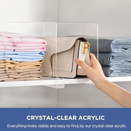 HBlife Clear 12 Inches Tall [Extra Tall Version] Acrylic Shelf Dividers for Closet Organization 10PCS Closet Shelf Divider Closet Dividers for Shelves Shelf Organizer for Closet Shelf Organizer - Image 3