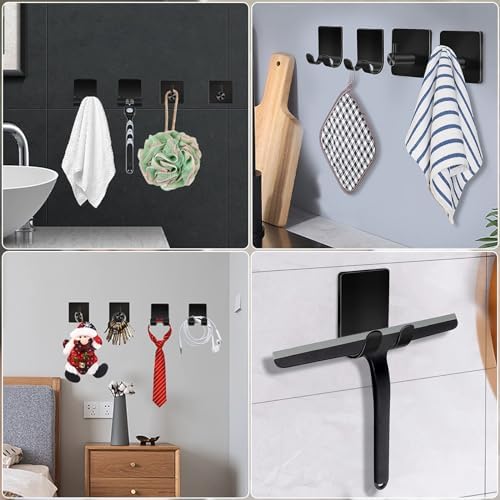 CGBE Shower Holders for Razors, 2 Pack Squeegee Holder and 2 Pack Razor Holder, Razors Holder for Shower Heavy Duty Waterproof Hook for Squeegee Loofah - Black - Image 7