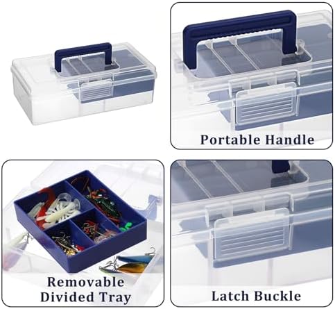 JUXYES Carry Craft Organizers Storage Box with Handle Lid and Diveded Tray - Image 3