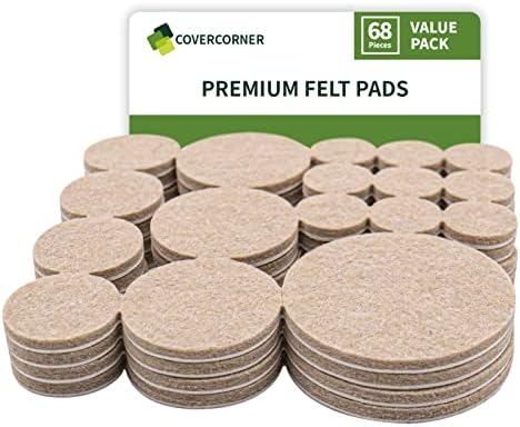 Felt Furniture Pads for Hardwood Floors 68 PCS, Round, Beige by COVERCORNER